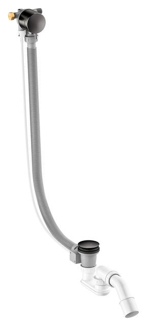 Damixa Silhouet afløb m/indløb via overløb til badekar, børstet grafitgrå pvd