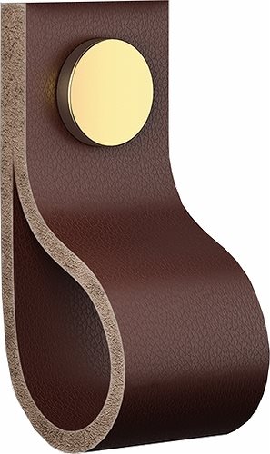 Ifö S1 møbelgreb, mørkebrunt læder - Moderne universal møbelgreb i mørkebrunt læder