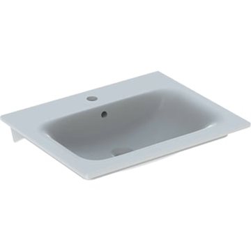 Geberit Renova Plan porcelæn håndvask, 600 x 480 x 168 mm, t/møbel, hvid 