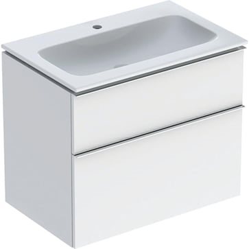 Geberit Icon møbelpakke 750x480x630 mm i mat hvid med hvide greb & KeraTect vask