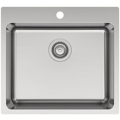 Flow FL33 køkkenvask med hanehul 55 x 50 cm i Rustfrit stål