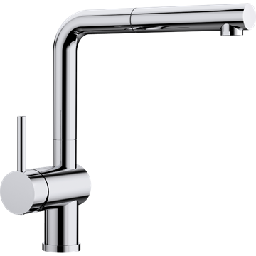 Blanco Linus-S køkkenbatteri med udtræksbruser m/greb til venstre - I krom 