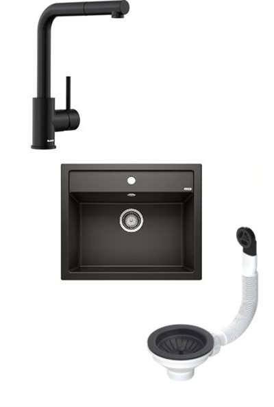 Blanco Dalago 6 UX køkkenvask og Mila-S vandhane pakke i sort