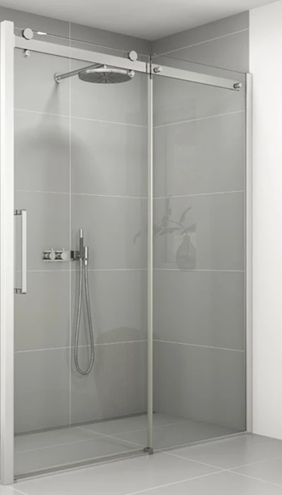 Dansani Deluxe skydedør med 8 mm klart glas, vendbar - fås i tre størrelser