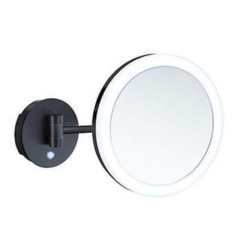 Smedbo Outline barber & Kosmetikspejl Ø200mm i sort,  5 x forstørrelse & batteridrevet