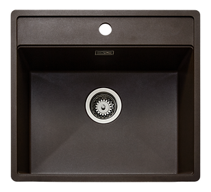 Secher Aalborg 500 BK1 køkkenvask 56x51 cm t/nedfældning, kaffe granitek