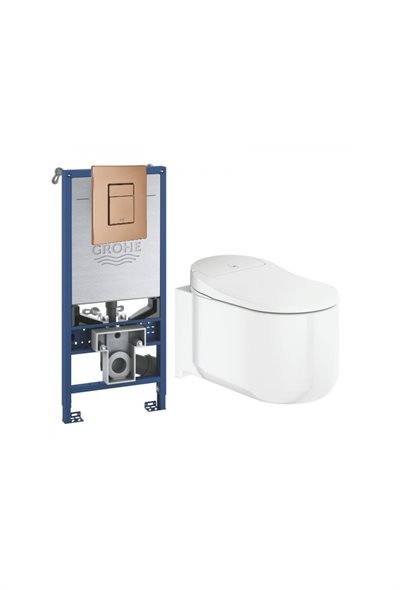 GROHE Sensia Arena Alt-i-1 Showertoiletpakke inkl. sæde med softclose, betjeningsplade i Børstet Kobber & Rapid SLX Cisterne