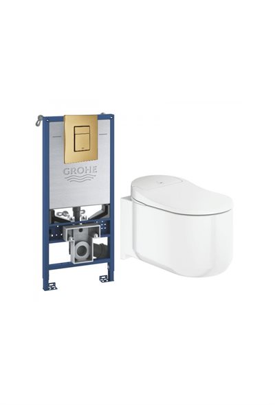 GROHE Sensia Arena Alt-i-1 Showertoiletpakke inkl. sæde med softclose, betjeningsplade i Børstet Messing & Rapid SLX Cisterne