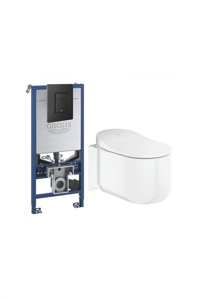 GROHE Sensia Arena Alt-i-1 Showertoiletpakke inkl. sæde med softclose, betjeningsplade i Mat Sort & Rapid SLX Cisterne