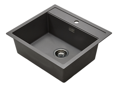 Secher Aalborg 500 BK1 køkkenvask 56x51 cm t/nedfældning, grå granitek