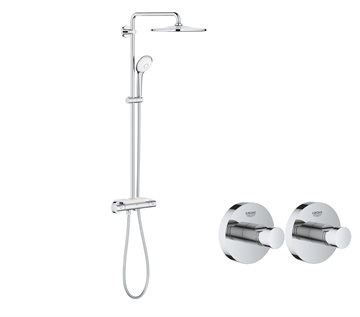 Grohe Euphoria 310 termostat brusesystem m/hoved- & håndbruser i krom inkl. 2 gratis kroge