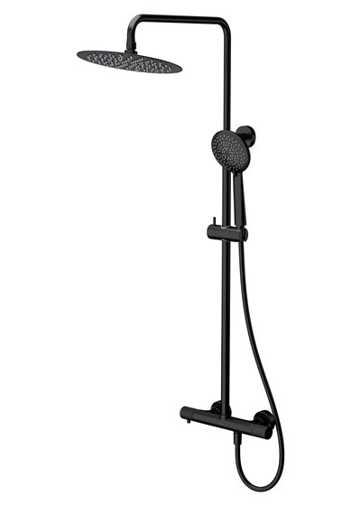 Cersanit ZEN Brusesystem Ø250 mm hovedbruser i mat Sort 