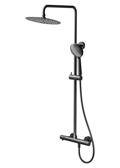 Cersanit ZEN Brusesystem Ø250 mm hovedbruser i Gun metal 