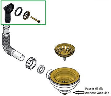 Løs overløb til IKEA Strainer i blank messing (PVD)