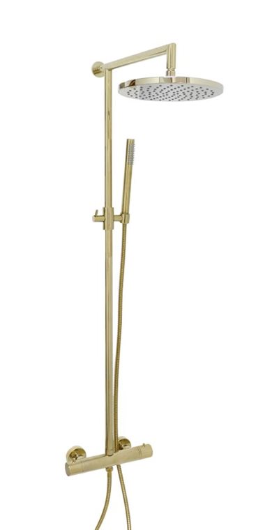 Cassøe Lago termostat Brusesystem med brusehoved og håndbruser i blankt messing