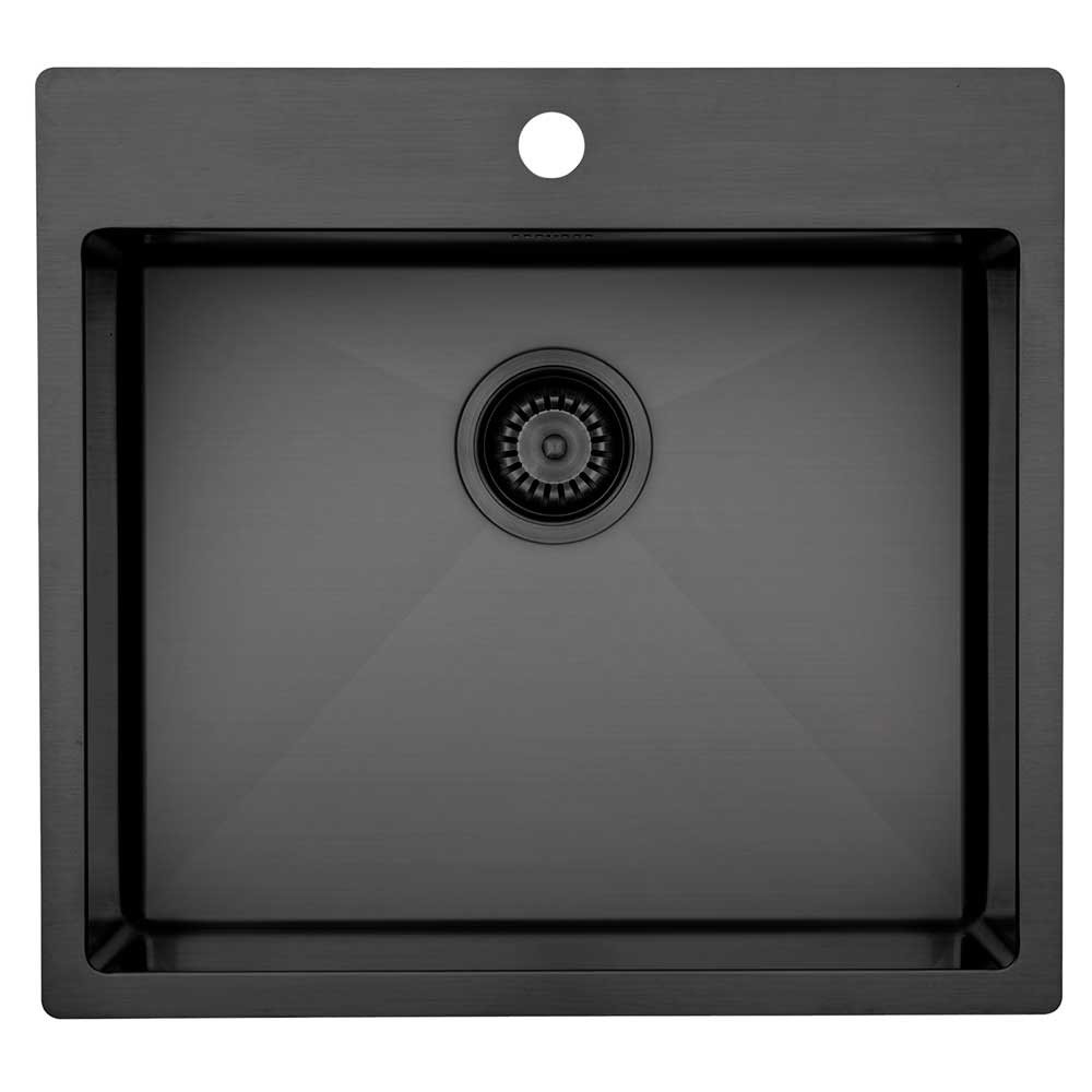 dybtgående Uændret Store Lavabo Kubus 540 Soft Shadow Køkkenvask 54 x 50 cm med sort kurveventil
