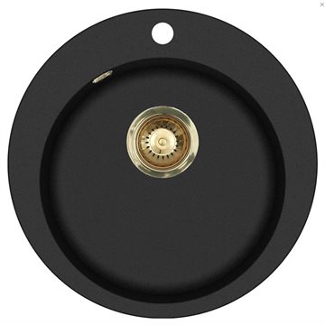 Lavabo Saturn rund komposit køkkenvask Ø505mm m/messing kurveventil, Nedfældning