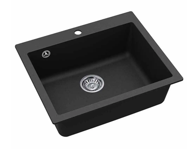 Lavabo Studio 60 Køkkenvask i sort med krom kurveventil 