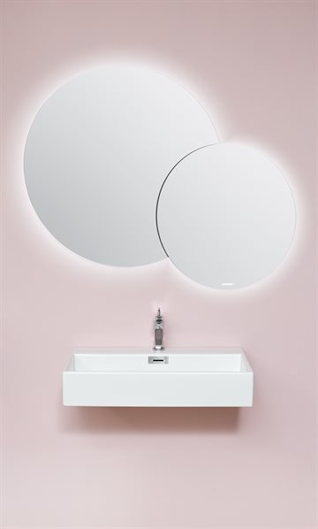 Cassøe Livorno Ø80 & 60cm rundt dobbeltspejl med backlight (lille spejl til højre)