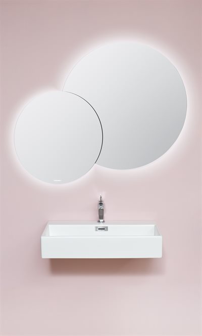 Cassøe Livorno Ø60 & 80cm rundt dobbeltspejl med backlight (lille spejl til venstre)