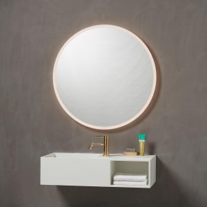 Rundt spejl med front- og backlight. 18W, IP44, touchpanel Ø60 cm