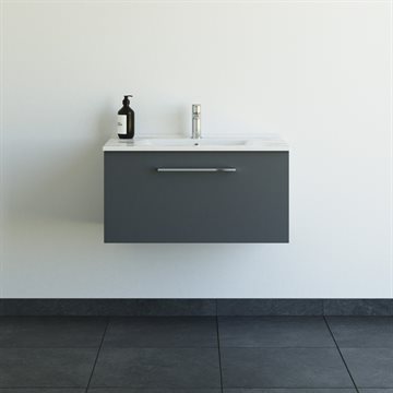 Dansani Mido+ møbelsæt 81cm m/Amber vask og 1 skuffe, Mat grå + GRATIS INDRETNINGSBAKKE