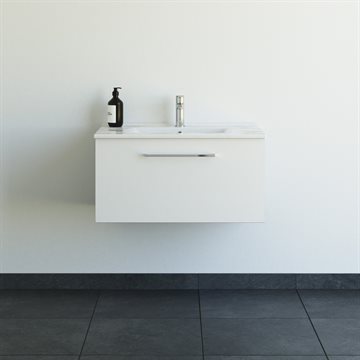 Dansani Mido+ møbelsæt 81cm m/Amber vask og 1 skuffe, Mat hvid + GRATIS INDRETNINGSBAKKE