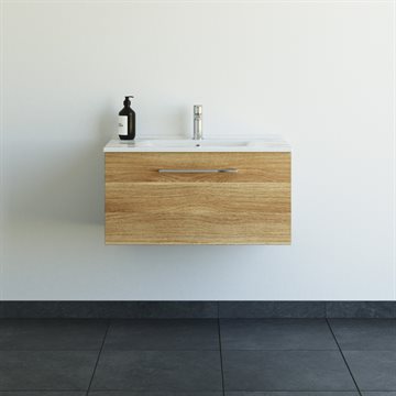 Dansani Mido+ møbelsæt 81cm m/Amber vask og 1 skuffe, Varm eg + GRATIS INDRETNINGSBAKKE