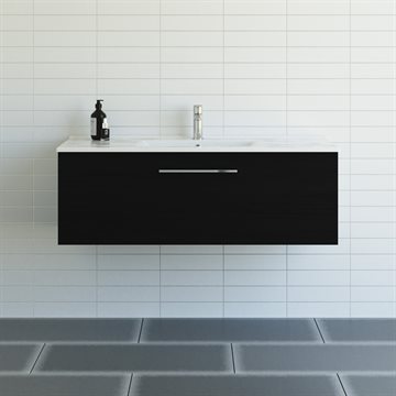 Dansani Mido+ møbelsæt 121cm m/Amber vask og 1 skuffe, sort struktur + GRATIS INDRETNINGSBAKKE