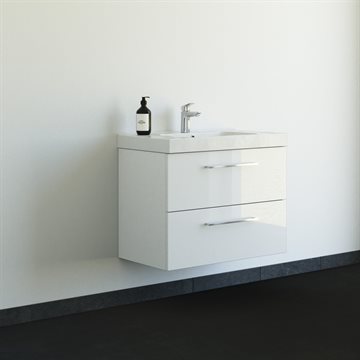 Dansani Mido+ badeværelsesmøbel 81cm m/2 skuffer og greb, Hvid højglans