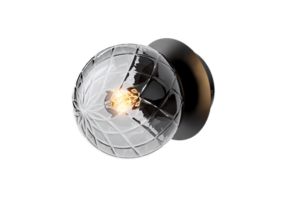 Muro væglampe med mørktonet glas og sort base