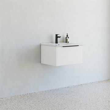 Dansani Mido+ Classic møbelpakke 61cm m/Amber vask og 1 skuffe, Mat hvid + GRATIS INDRETNINGSBAKKE