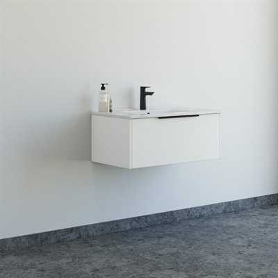 Dansani Mido+ Classic møbelpakke 81cm m/Amber vask og 1 skuffe, Mat hvid + GRATIS INDRETNINGSBAKKE