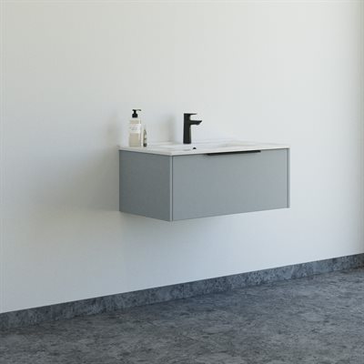 Dansani Mido+ Classic møbelpakke 81cm m/Amber vask og 1 skuffe, Mat lyseblå + GRATIS INDRETNINGSBAKKE