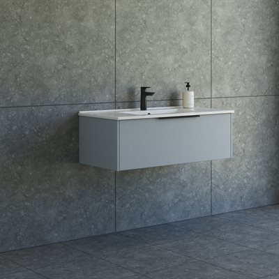 Dansani Mido+ Classic møbelpakke 101cm m/Amber vask og 1 skuffe, Mat lyseblå + GRATIS INDRETNINGSBAKKE