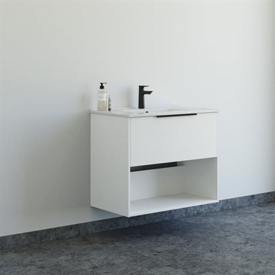 Dansani Mido+ Classic møbelsæt 81cm med skuffe og hylde, Mat hvid + GRATIS INDRETNINGSBAKKE