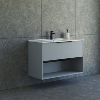 Dansani Mido+ Classic møbelsæt 101cm med skuffe og hylde, Mat lyseblå + GRATIS INDRETNINGSBAKKE