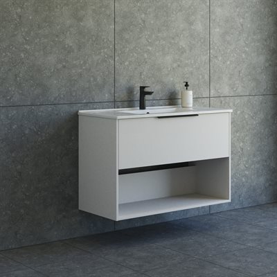 Dansani Mido+ Classic møbelsæt 101cm med skuffe og hylde, Mat sand + GRATIS INDRETNINGSBAKKE