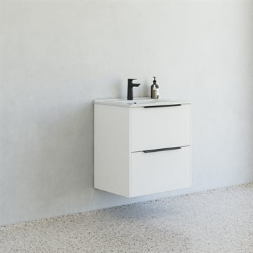 Dansani Mido+ Classic møbelsæt 61cm m/Amber vask og 2 skuffer, Hvid mat + GRATIS INDRETNINGSBAKKE