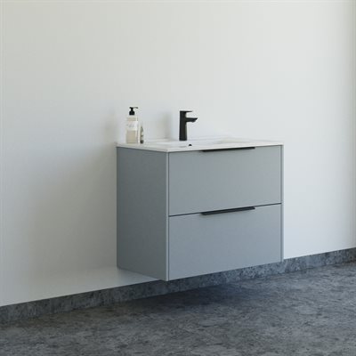 Dansani Mido+ Classic møbelsæt 81cm m/Amber vask og 2 skuffer, Lyseblå mat + GRATIS INDRETNINGSBAKKE