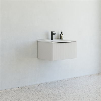 Dansani Mido+ Classic møbelpakke 61cm m/Amber vask og 1 skuffe, Stribet mat sand + GRATIS INDRETNINGSBAKKE