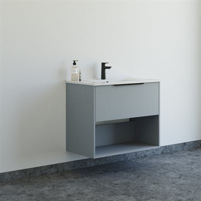 Dansani Mido+ Classic møbelsæt 81cm med skuffe og hylde, Stribet mat lyseblå + GRATIS INDRETNINGSBAKKE