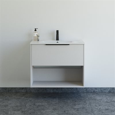 Dansani Mido+ Classic møbelsæt 81cm med skuffe og hylde, Stribet mat sand + GRATIS INDRETNINGSBAKKE