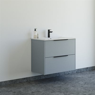 Dansani Mido+ Classic møbelsæt 81cm m/Amber vask og 2 skuffer, Stribet lyseblå mat + GRATIS INDRETNINGSBAKKE