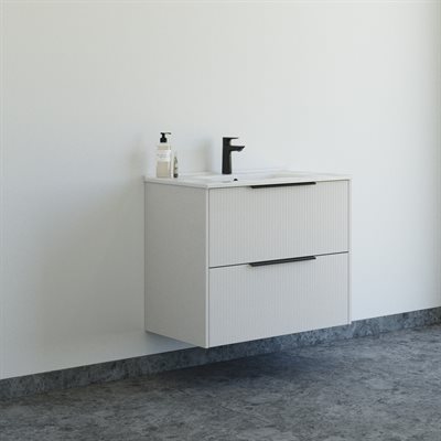 Dansani Mido+ Classic møbelsæt 81cm m/Amber vask og 2 skuffer, Stribet sand mat + GRATIS INDRETNINGSBAKKE