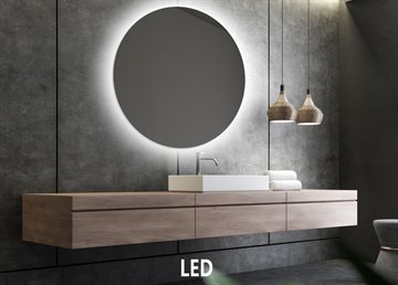 Rundt spejl med LED backlight Ø80 cm