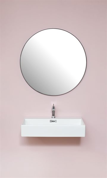 Cassøe Spejl 90 cm rundt spejl med sort metalramme