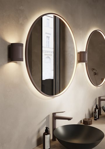 Cassøe Siena Ø80 cm front- og backlight spejl med ramme i mat bronze