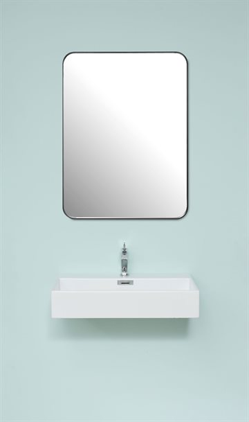 Cassøe Spejl 60 x 80 cm med afrundede kanter og sort metalramme