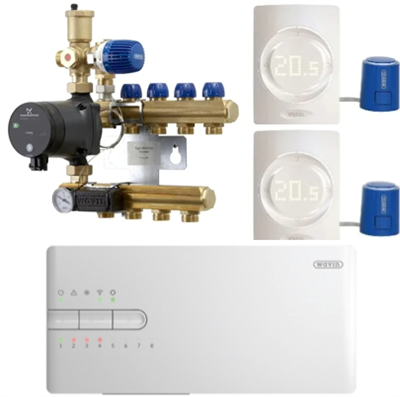 Wavin Sentio Komplet Trådløs Gulvvarmestyring inkl. Pumpe - vælge antal rum